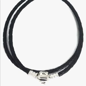 Pandora double leather bracelet in black